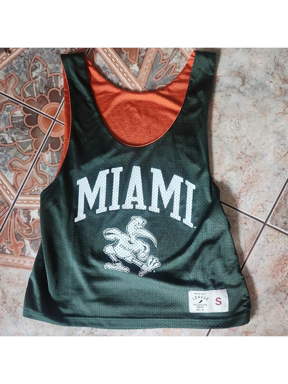 Miami Hurricanes Reversable Jersey Orange Green Small women